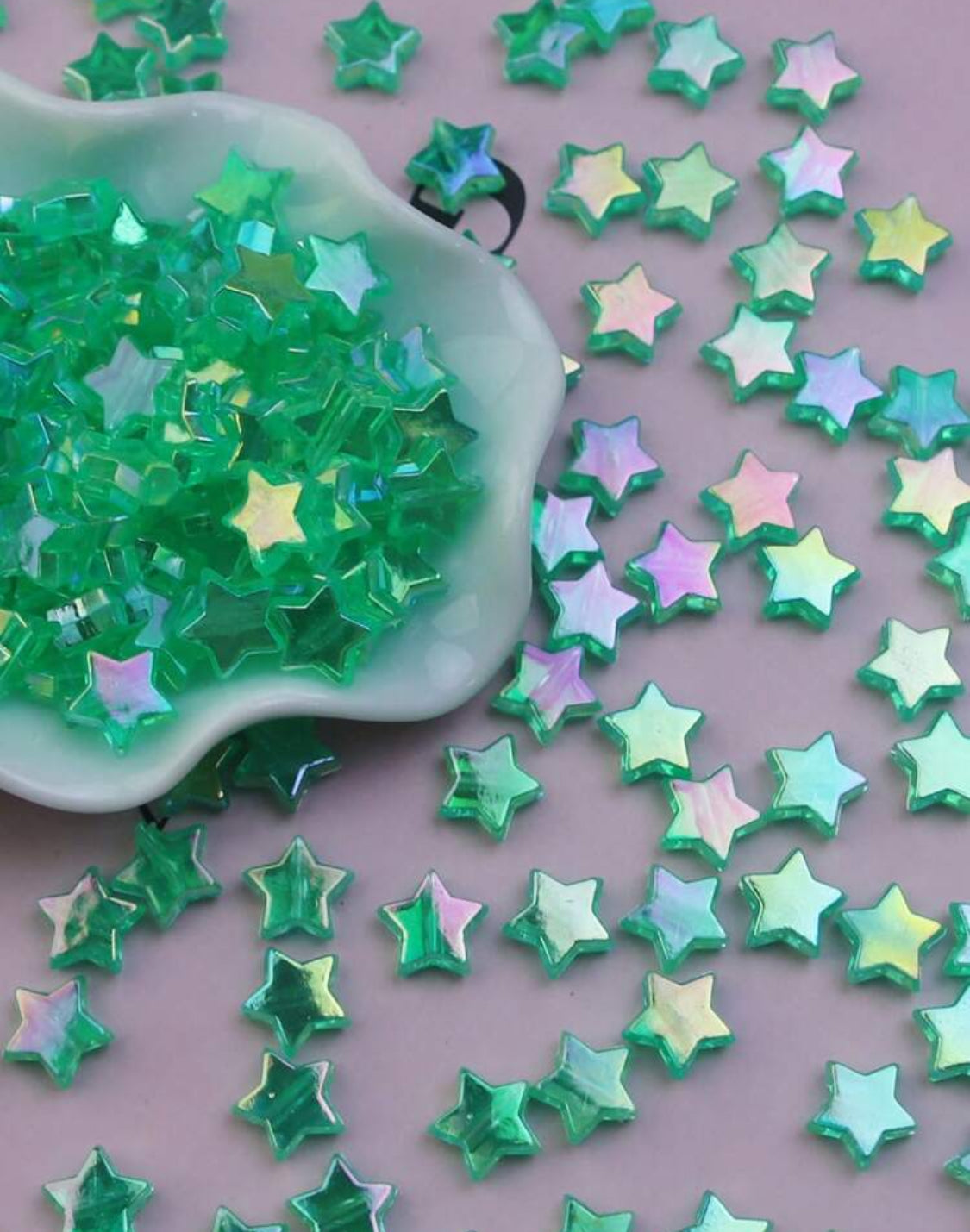 100 Green acrylic stars