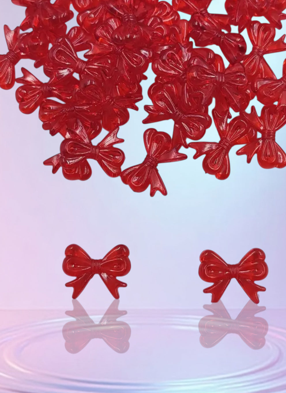 50 red acrylic bows