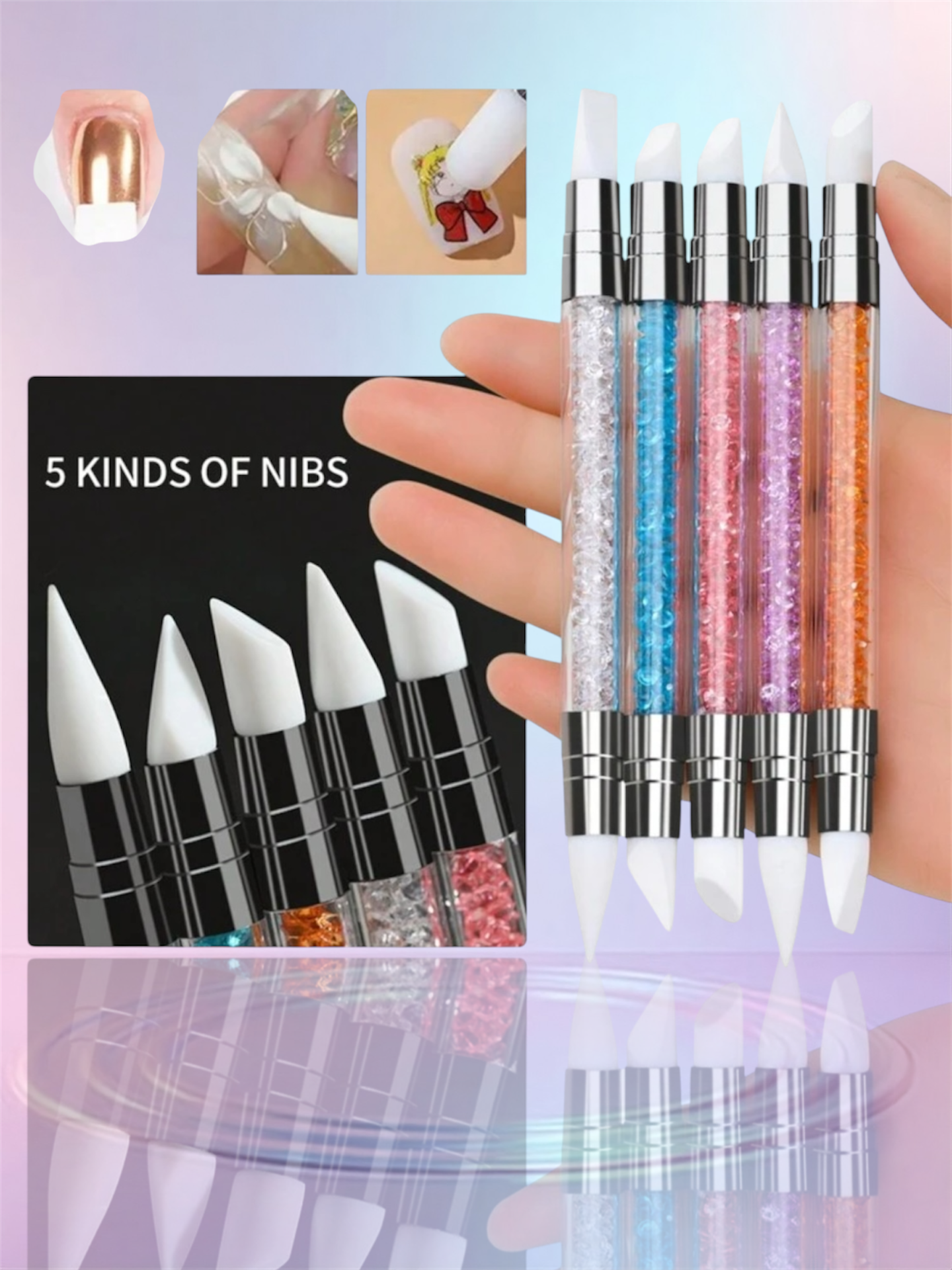 5 pcs beads/ stone pen.