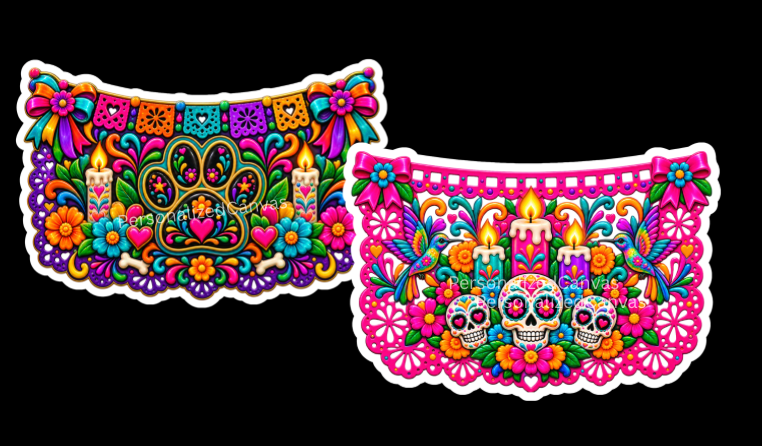 *6 & 1 FREE with white Offsets Dia de muertos inspired PNG's 2026 edition.