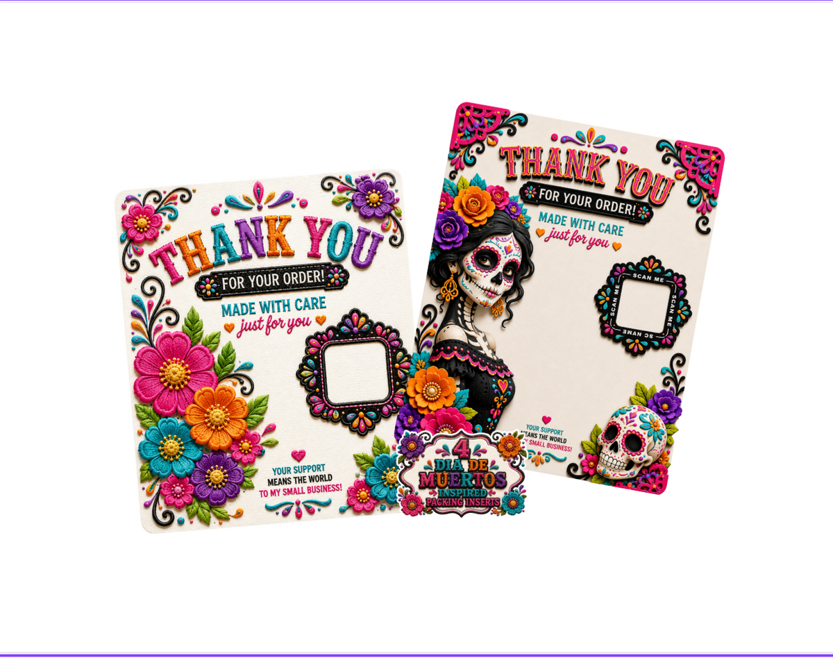 4 Packing Inserts Dia de muertos inspired PNG's 2026 edition.