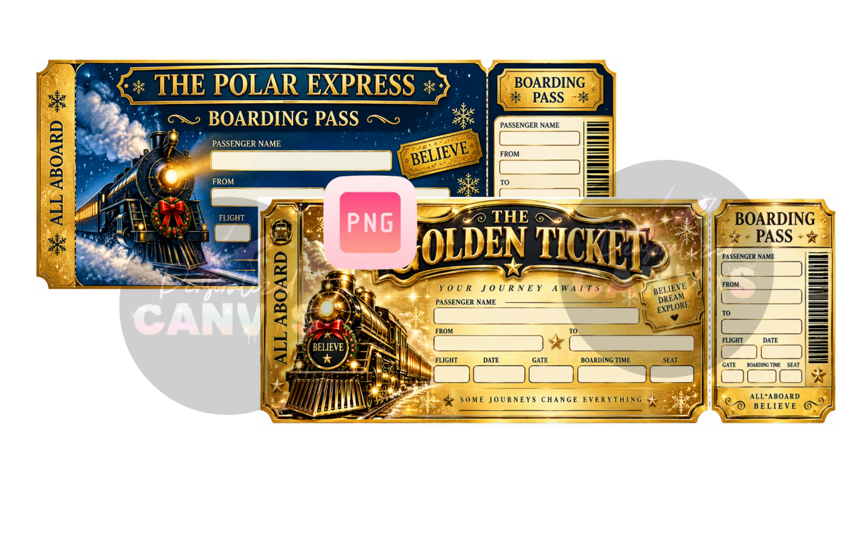 8 Tickets PNGs with Canva link or download