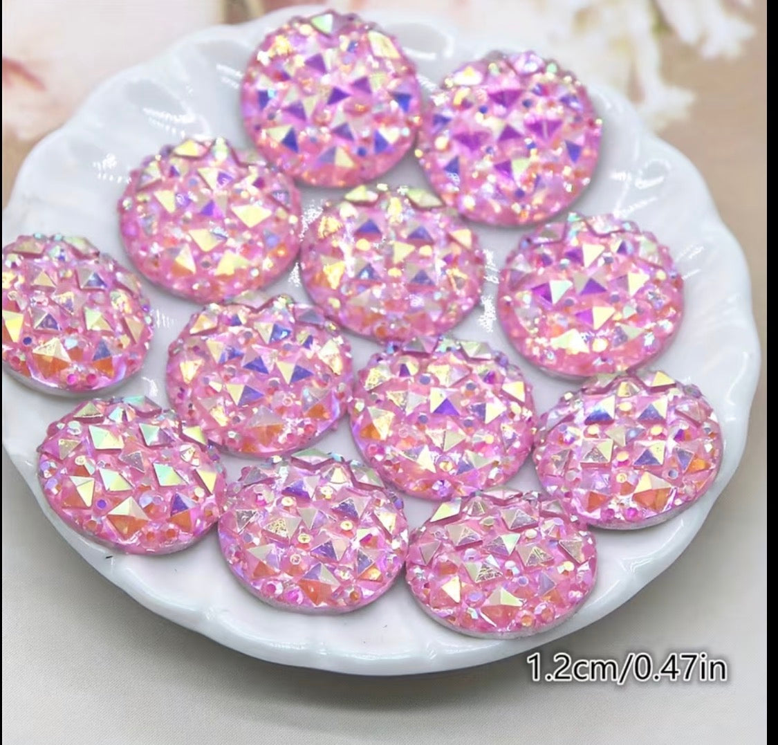 50 round resin pink sparkle