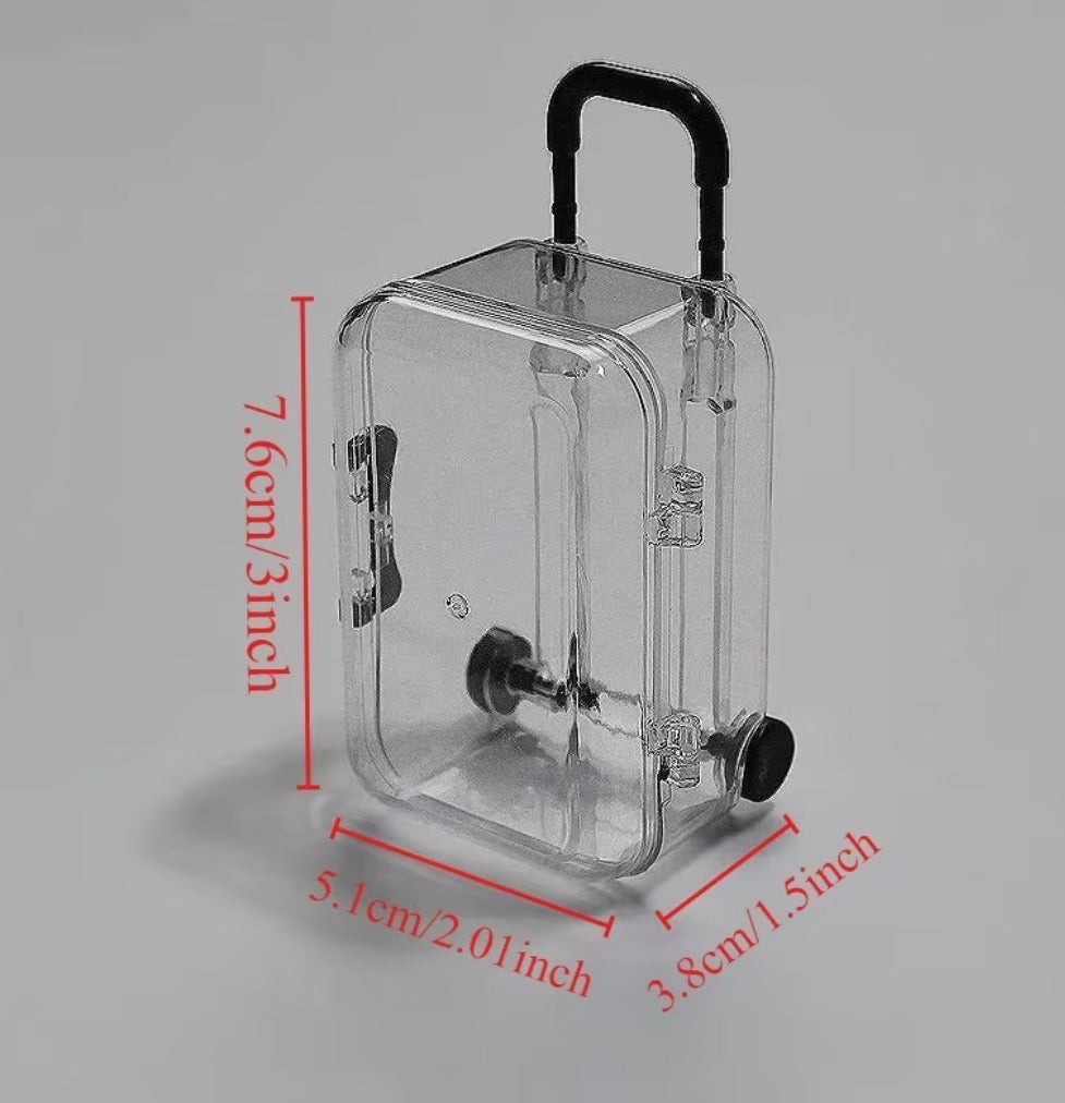 1 transparent pink suite case