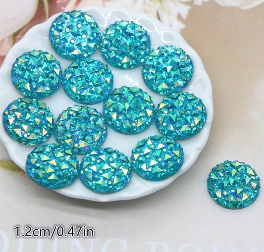 50 round resin teal sparkle