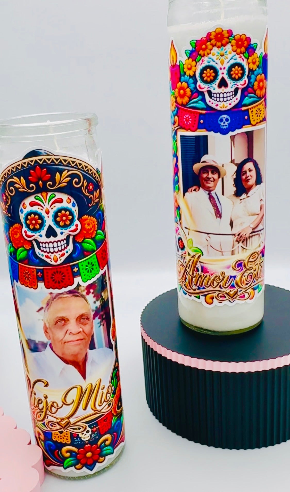 *  DIa de Muertos Glass  Candles