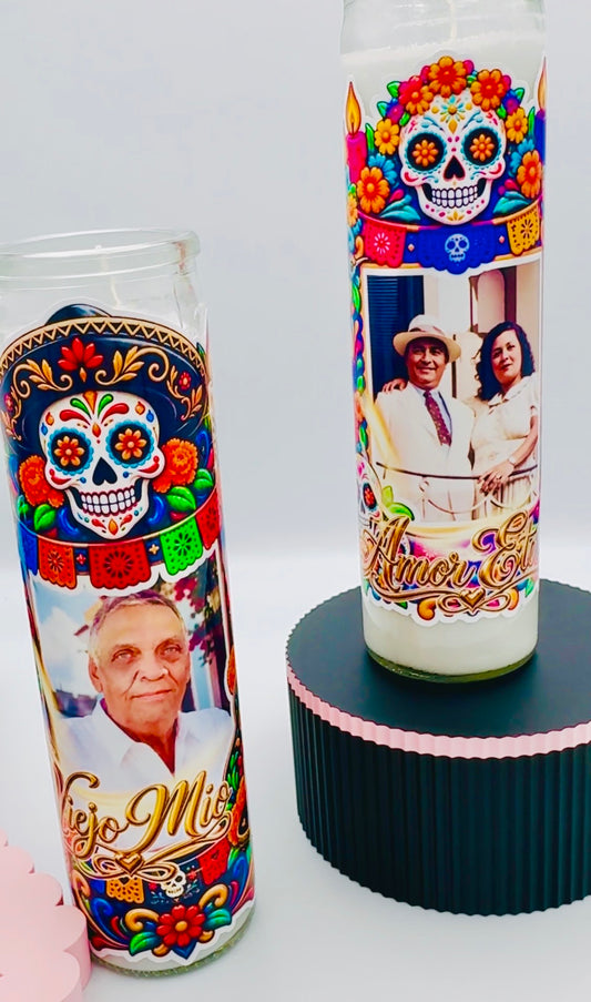 *  DIa de Muertos Glass  Candles