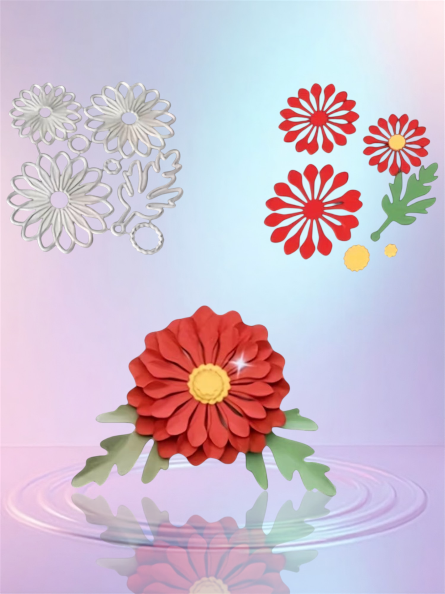 Metallic cutting DIY flower set