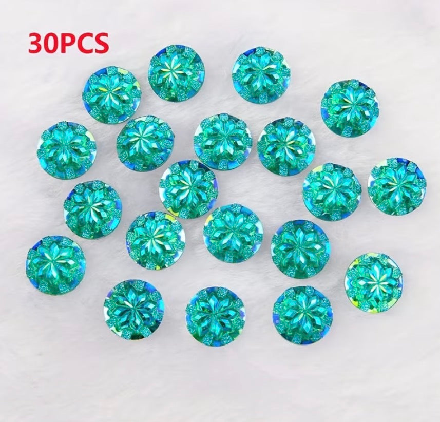 30 round resin teal beads .47”