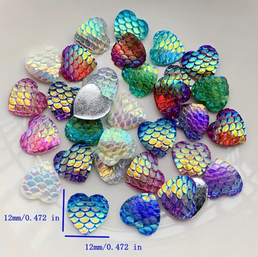 40 heart shape mermaid scales