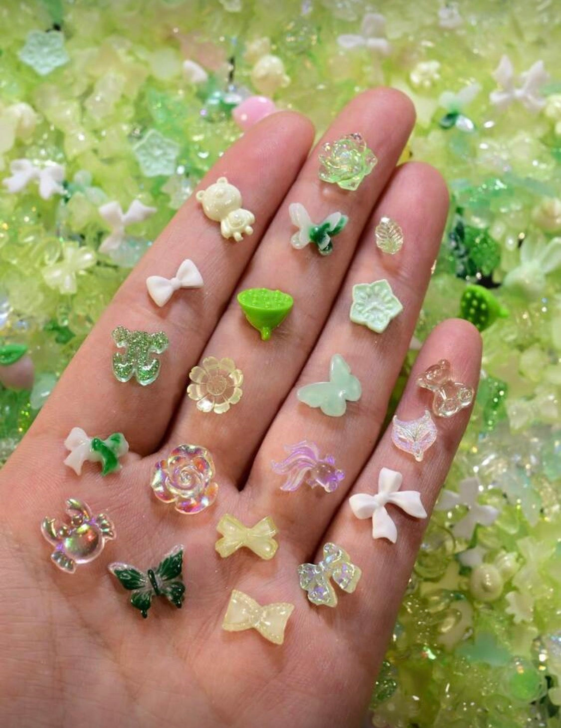 50 grams light green multiple designs