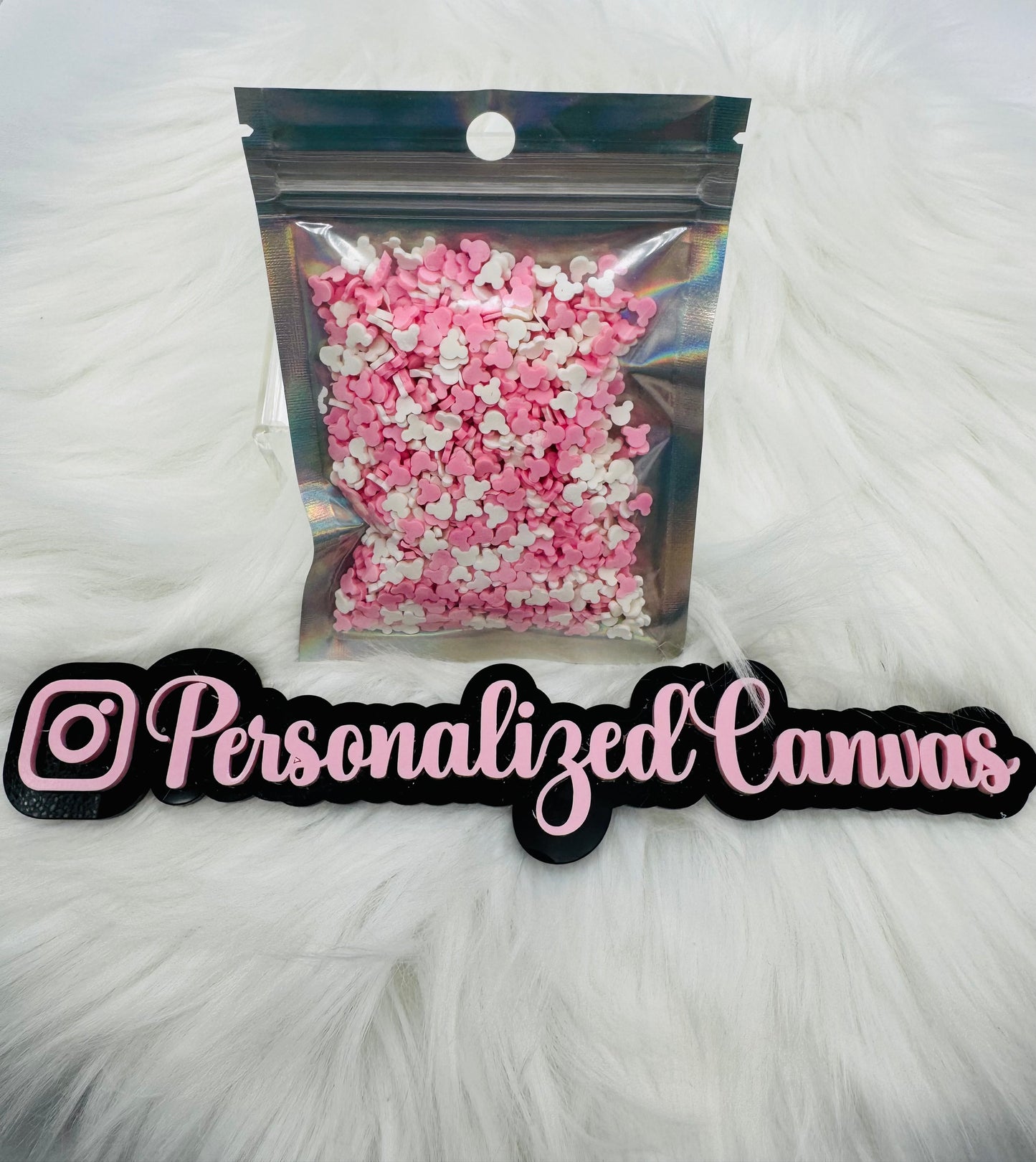 50g Polymer clay mouse pink-white