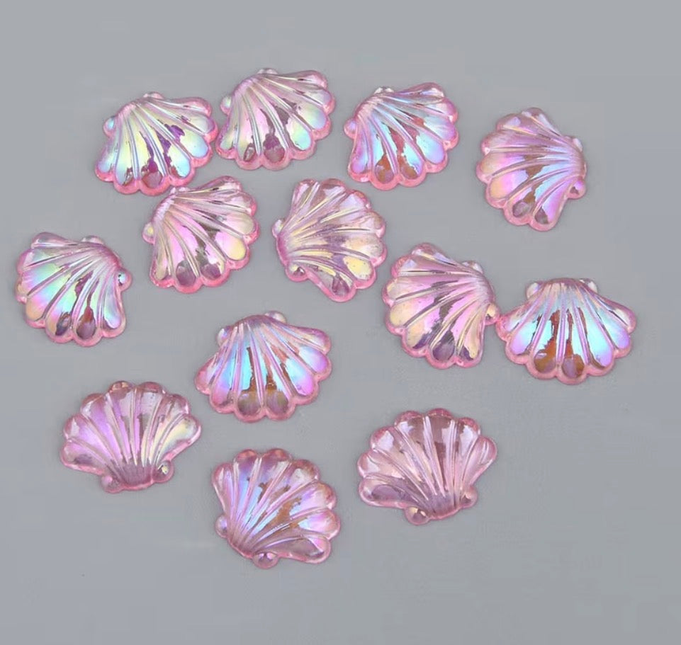 30 larger seashells pink