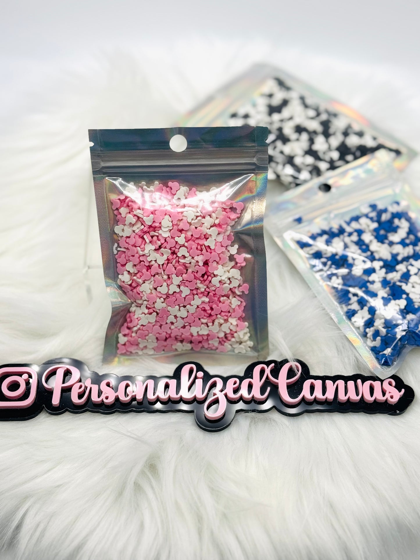 50g Polymer clay mouse pink-white