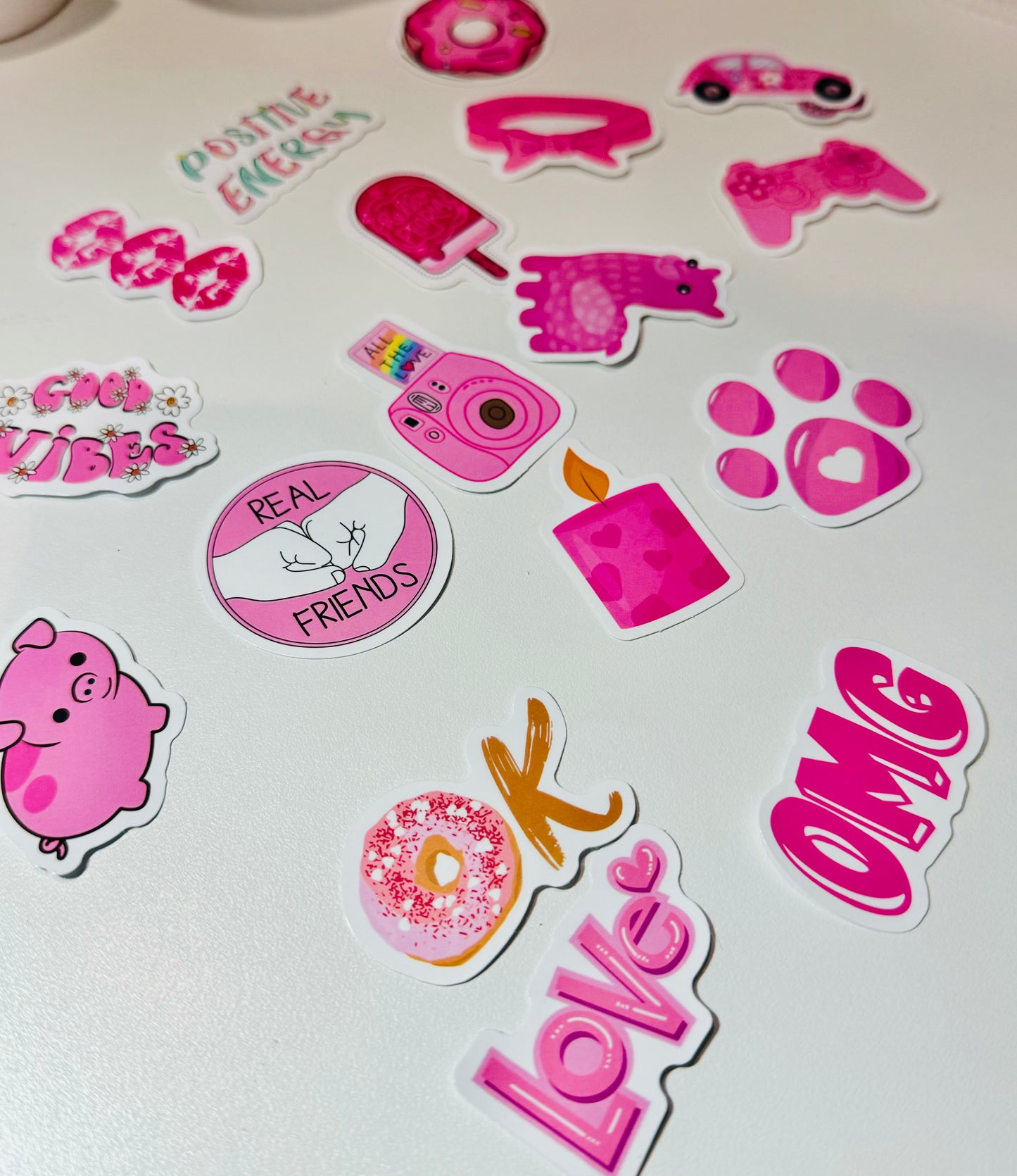 Mixed Pattern Pink Sticker 100pcs