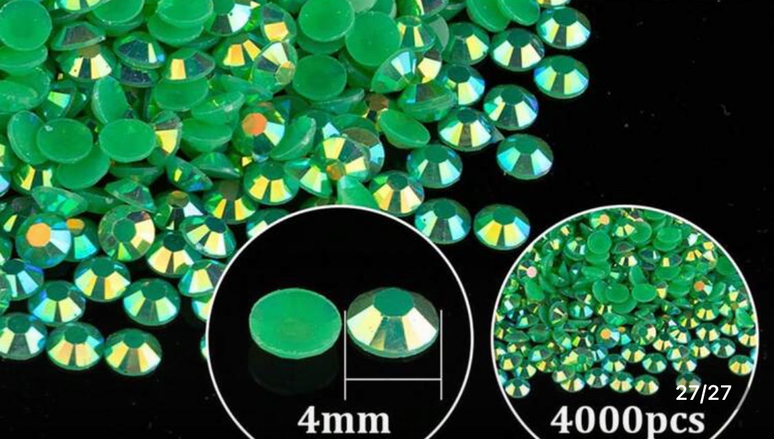 3mm flat back 4,000 pieces green