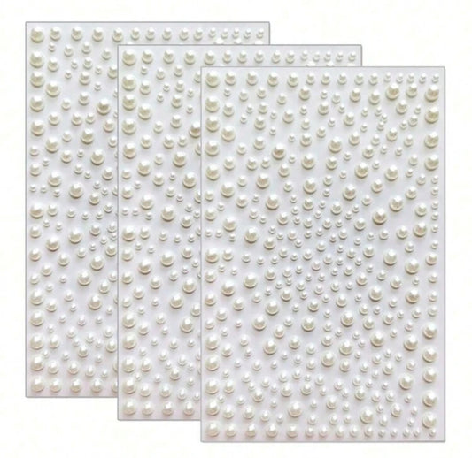 Flat white pearls 3 sheets