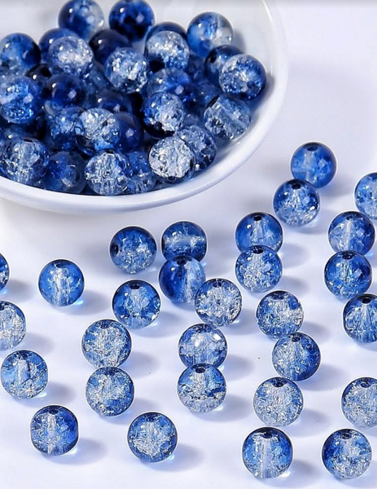 80 pcs Cat Eye Blue Beads