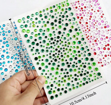 Pink Blue Green Diamond Stickers 3 sheets