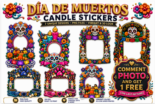 *7 Dia de muertos inspired PNG's 2026 edition. DIGITAL