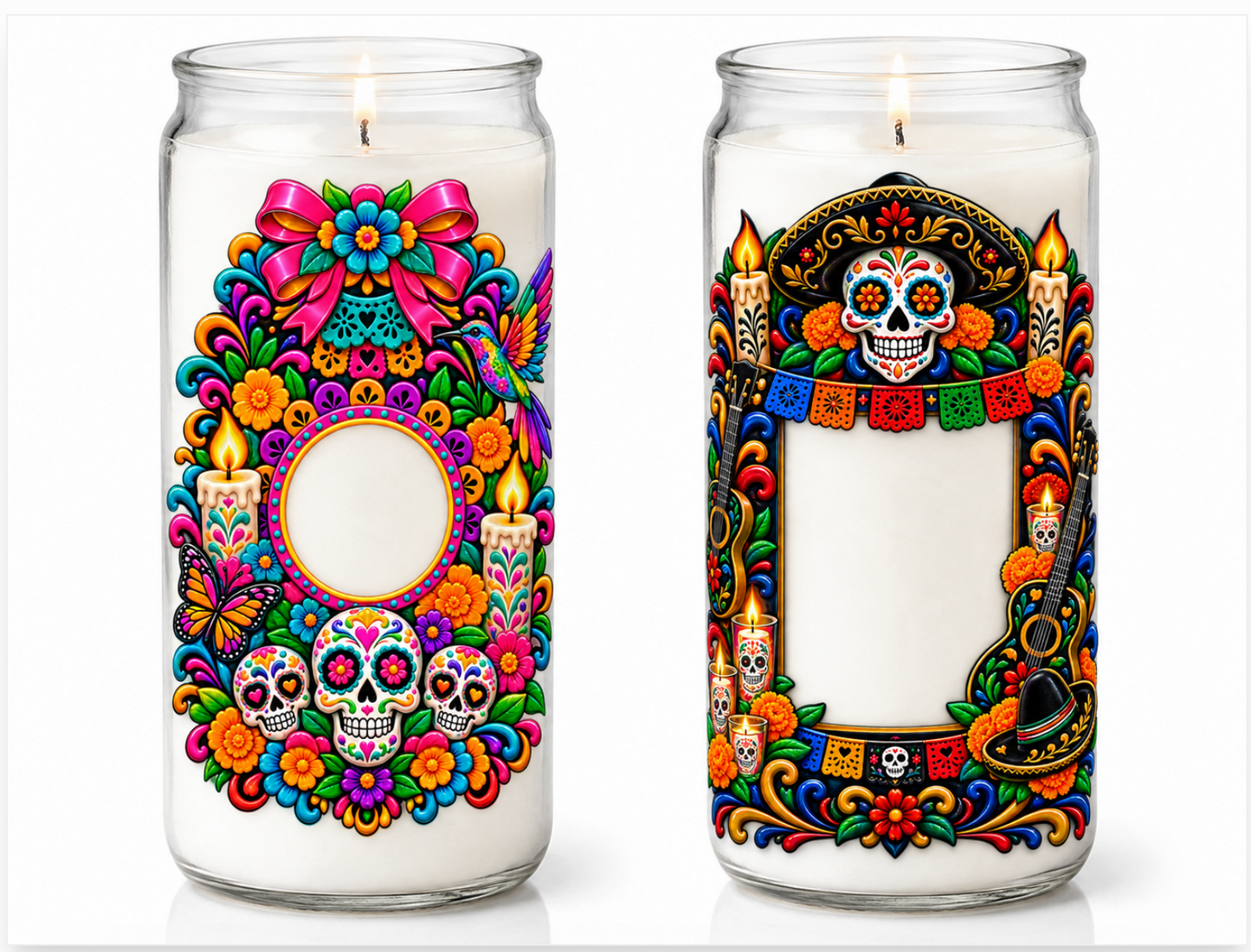 *  DIa de Muertos Glass  Candles
