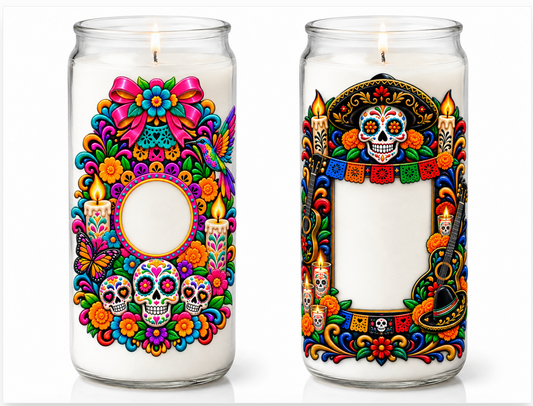 *  DIa de Muertos Glass  Candles